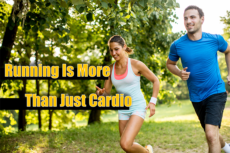 Two people running outdoors with the text: Running Is More Than Just Cardio